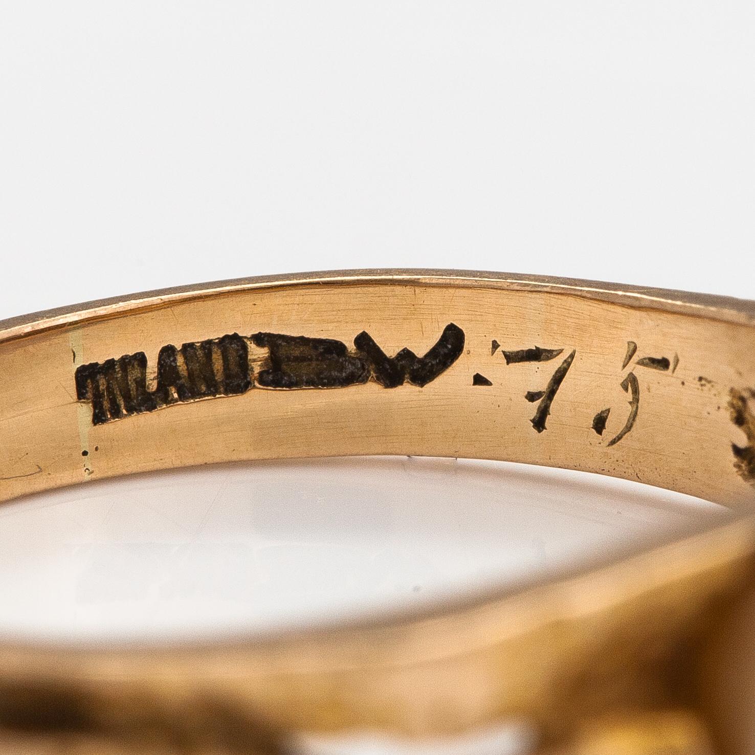 Björn Weckström, Ring "Lapplans vår", 14K guld och odlad pärla. Lapponia.