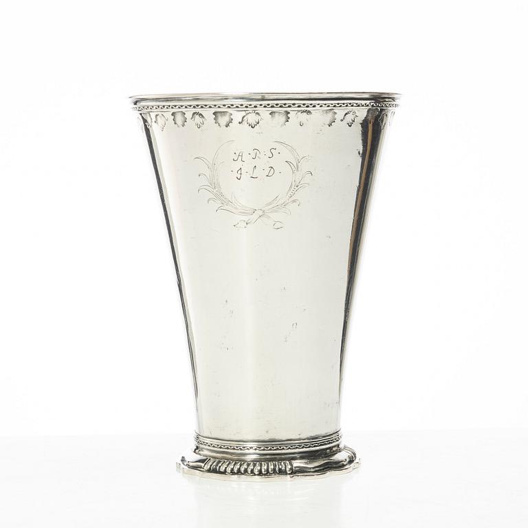 Two Swedish silver beakers, 18th century.