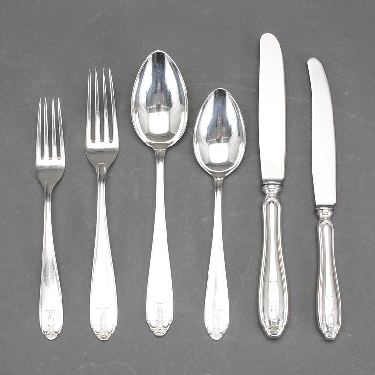 BESTICKSERVIS, 36 delar, silver, "Vasa", GAB, Stockholm 1927-1931. Total vikt ca 1705 gram.