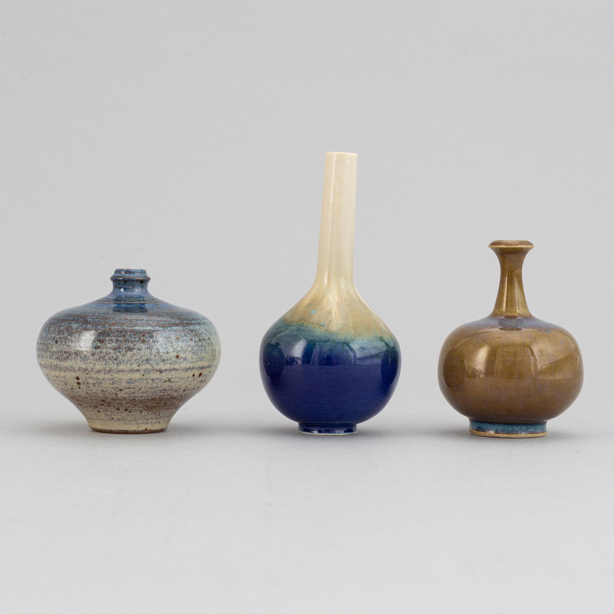 A set of seven stoneware vases, including Bertil Lundgren, Rörstrand, Klase Keramik, Gunnar Anderson and  Yngve Blixt.