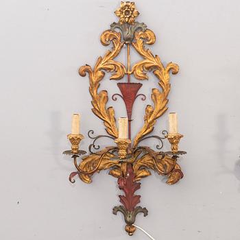 Vägglampetter ett par barockstil 1900-tal Italien.