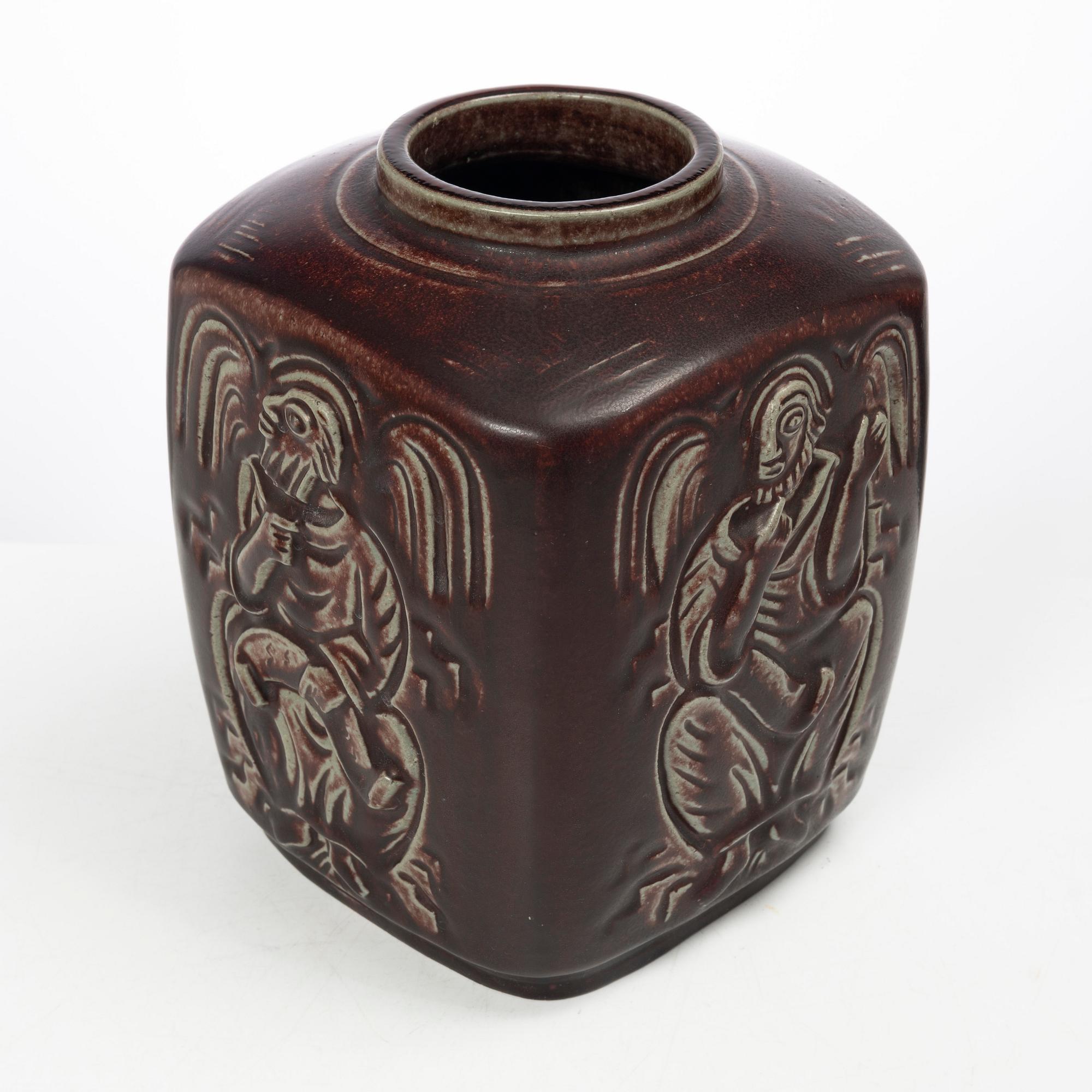 Jais Nielsen, a stoneware urn, Royal Copenhagen, Denmark, 1955.