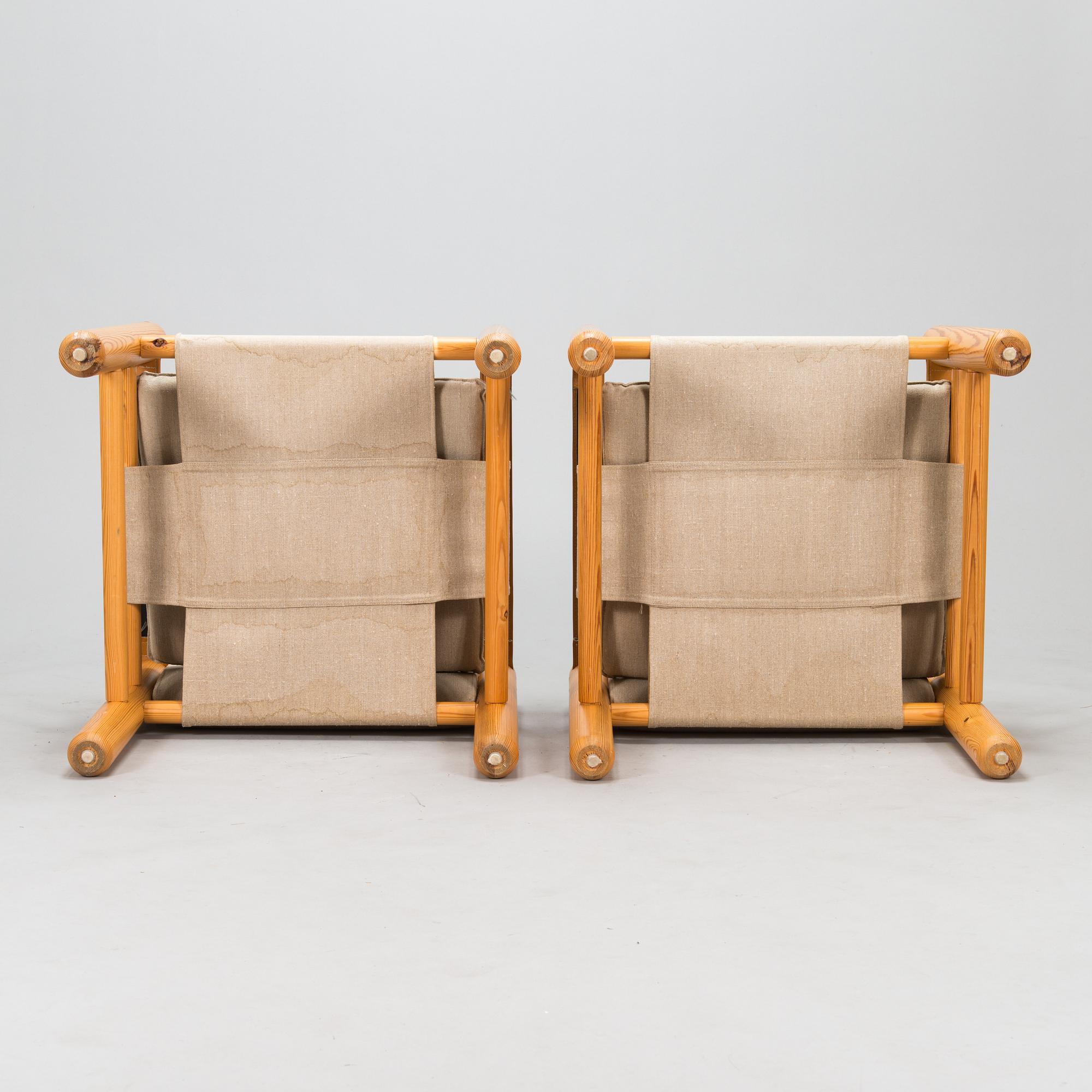 Fåtöljer, ett par, sk safarimodell, 1970-80-tal.