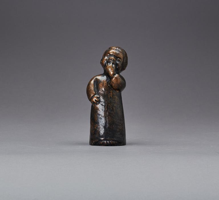 SKULPTUR, monogramsignerad, patinerad brons.