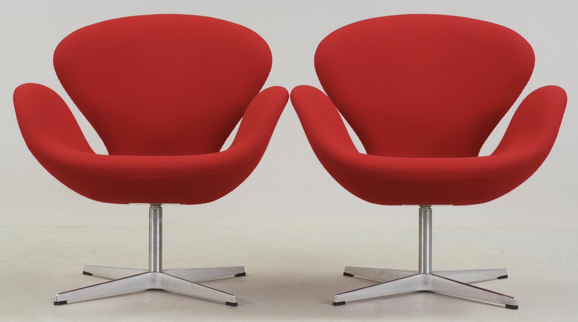 FÅTÖLJER, ett par, "Svanen", Arne Jacobsen, Fritz Hansen.