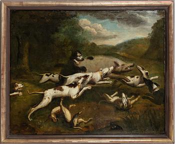 Frans Snyders, follower of, Wild Boar Hunt with Dogs, 18th century.