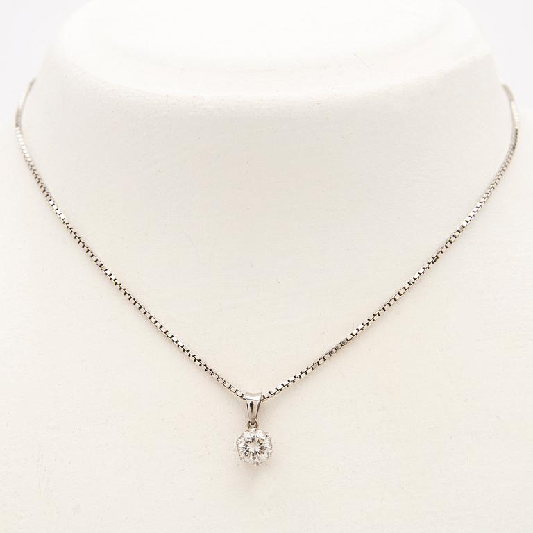 Collier med hänge, 18K vitguld med briljantslipad diamant.