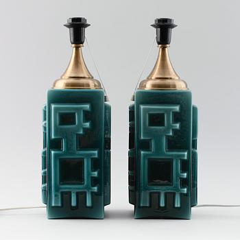 BORDSLAMPOR, 1 par, glas, 1900-talets andra hälft.