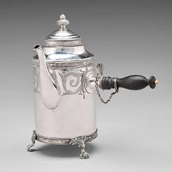 137. A Swedish late 18th century silver coffee-pot, mark of J. Henrik Frodell, Stockholm 1797.