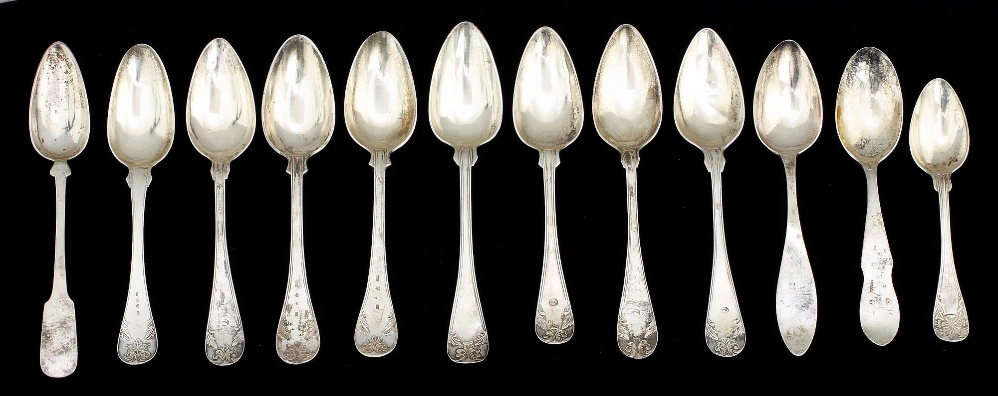 SKEDAR, 12 st, silver, 1700/1800-tal. Vikt 600 g.