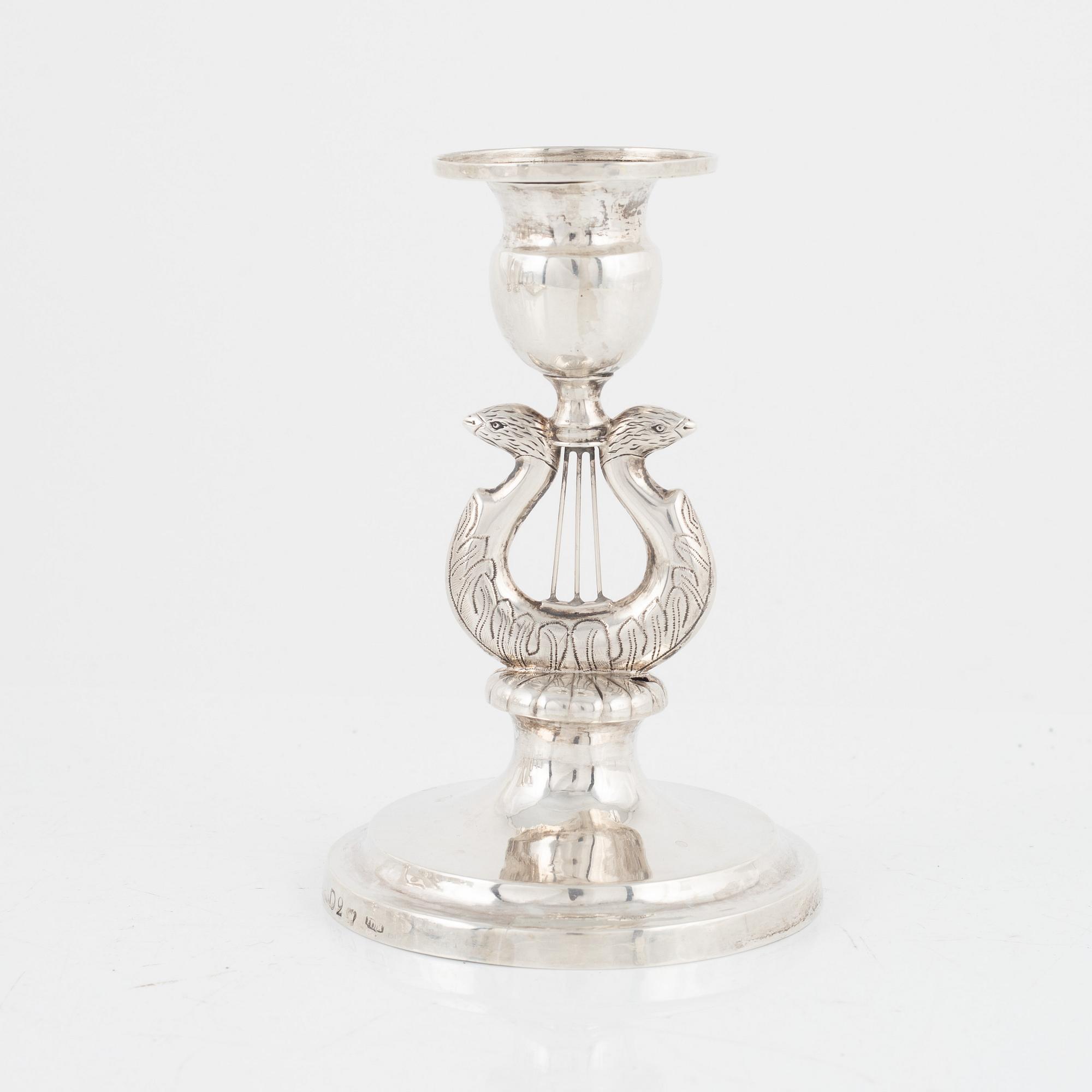 An Empire silver candlestick, Johan Daniel Hasselqvist, Hämeenlinna, Finland, 1837.