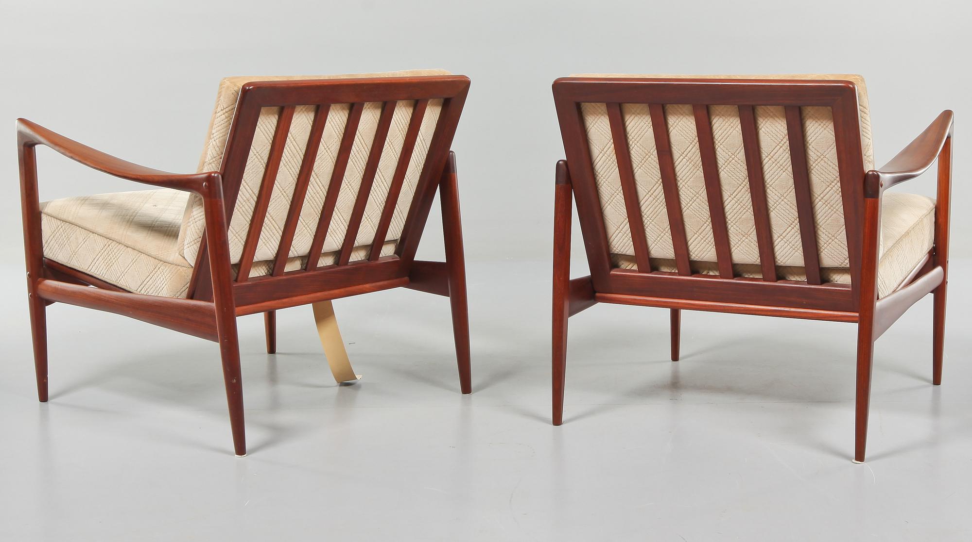 FÅTÖLJER, ett par, "Kandidaten", Ib Kofod-Larsen, OPE Möbler, Jönköping, 1960-tal.