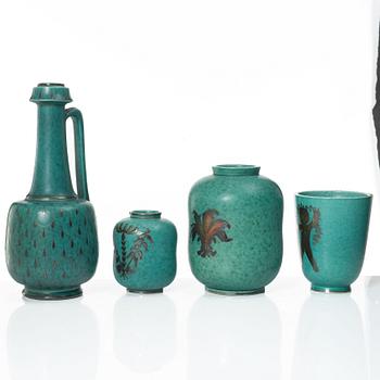 Wilhelm Kåge, four 'Argenta' stoneware vases, Gustavsberg.