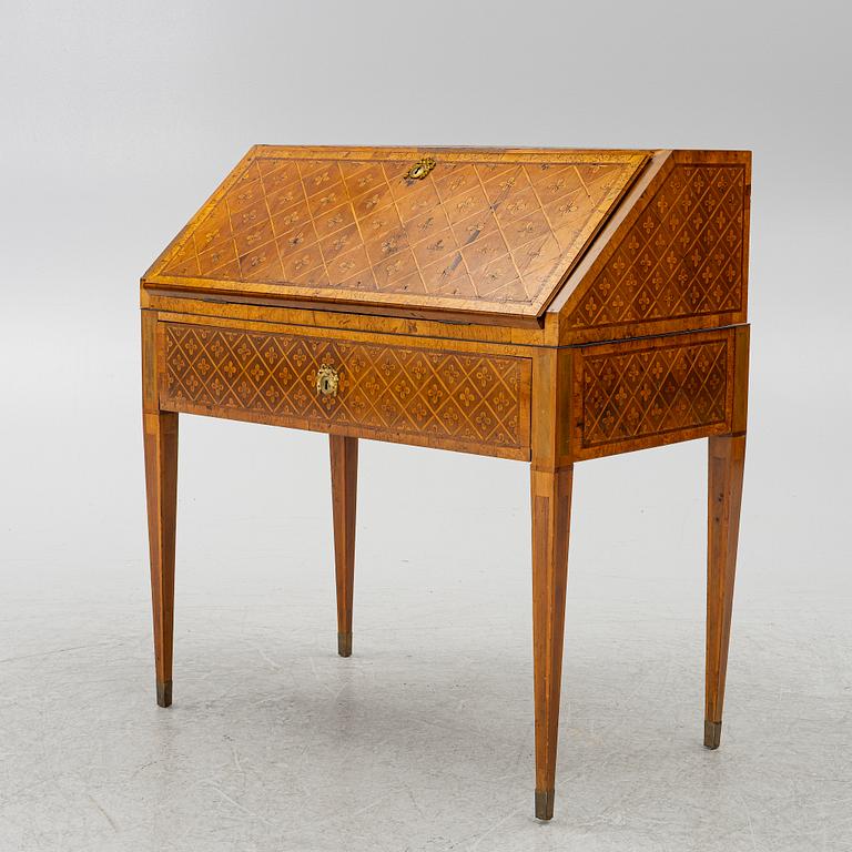 A Gustavian marquetry secretaire by Jonas Hultsten (master in Stockholm 1773-94).