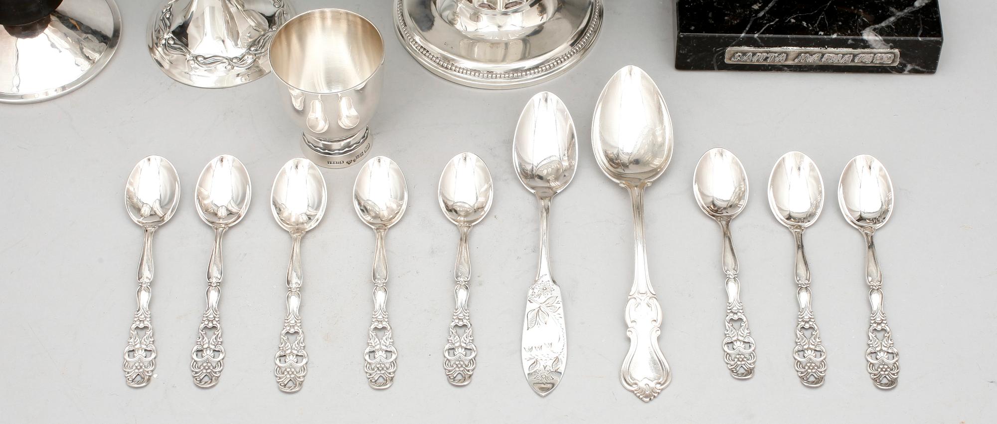 SILVERPARTI, 15 delar, bl.a Tyskland, 1900-talets andra hälft, vikt ca 500 gram.