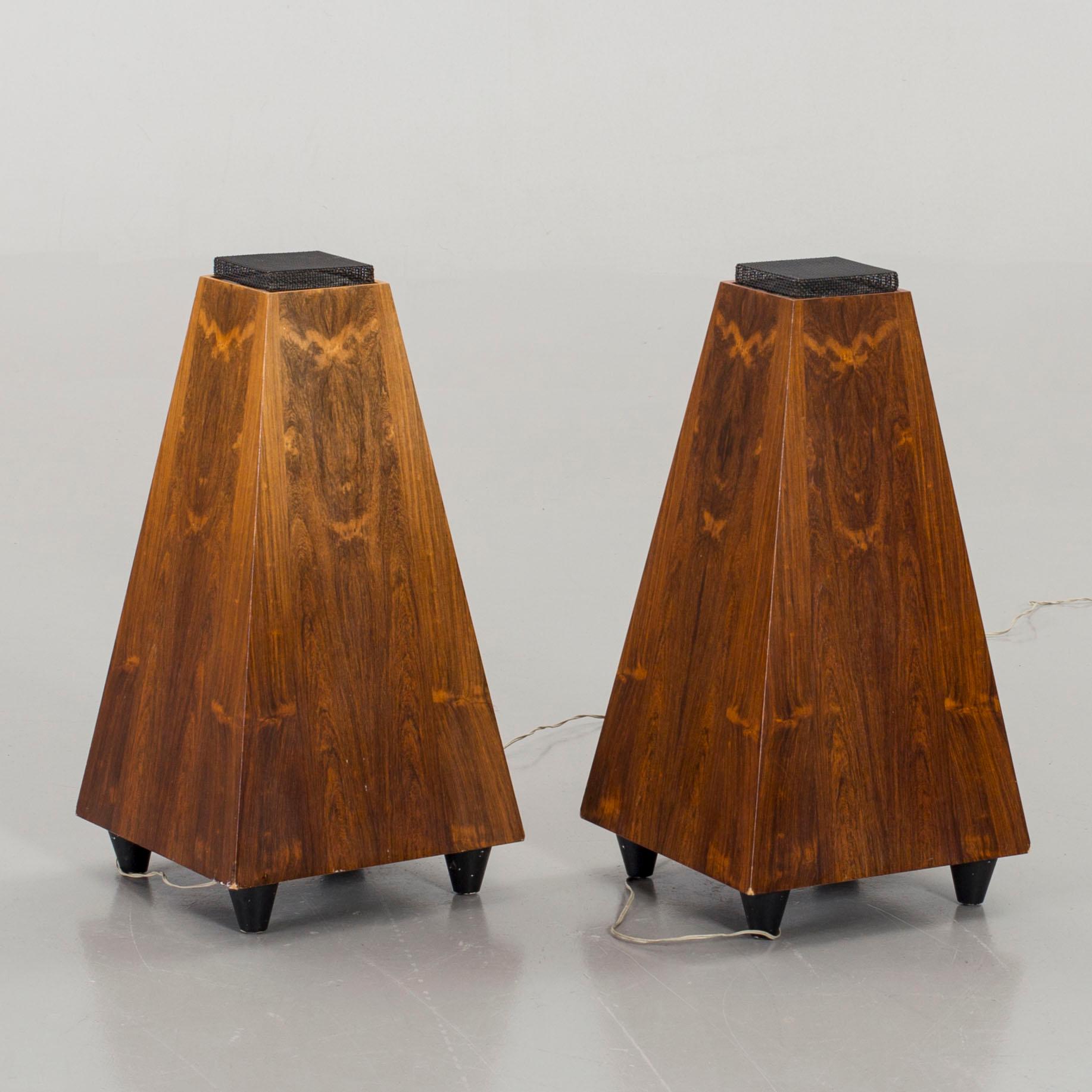 TWO SPEAKERS, "Pyramid" by Larson, 1970s. CITES-certificate.