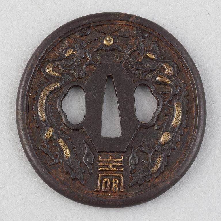 Tsuba, three pieces, mumei, Japan 19th century.