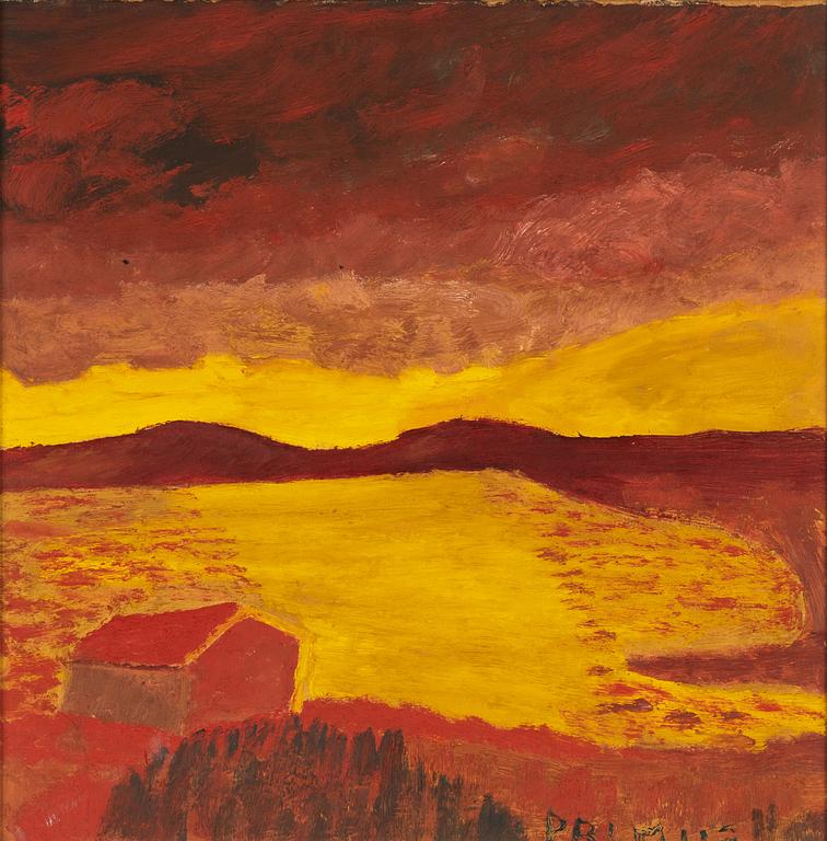 Primus Mortimer Pettersson, olja på pannå, signerad Primus.