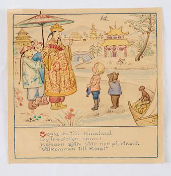 Elsa Beskow, "Lillebrors segelfärd. Bilderbok av Elsa Beskow. Med musik av Alice Tegnér".