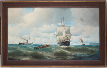 Christian Fredrik Swensson (Svensson), Seascape with ships - scene from Öresund.