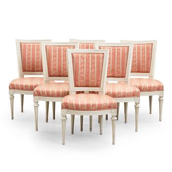 45. A set of six Gustavian chairs by J Lindgren.