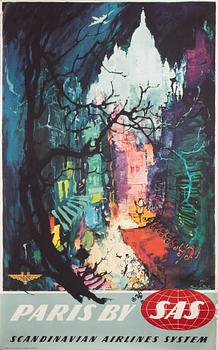 Otto Nielsen, affisch, Scandinavian Airlines System.