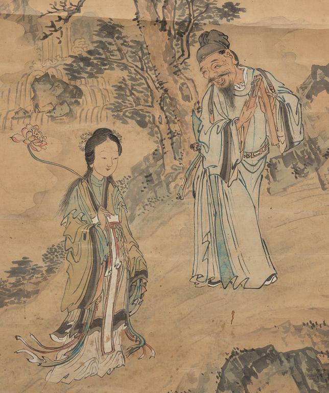 Three hanging scrolls, ink and color on paper, Qing dynasty, 19th century.