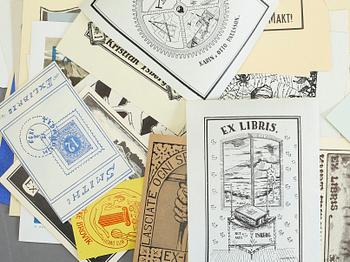 SAMLING BOKEXLIBRIS, ca 110 st, mest Sverige, bla Kung Oscar II, 1800-1900-tal.