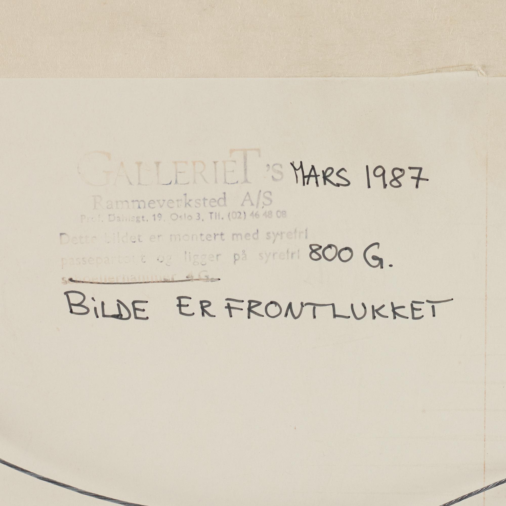 Olav Christopher Jenssen, mixed media on paper, signed and dated 12.okt.1986.