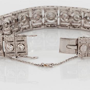 A platinum bracelet set with old- and eight-cut diamonds.