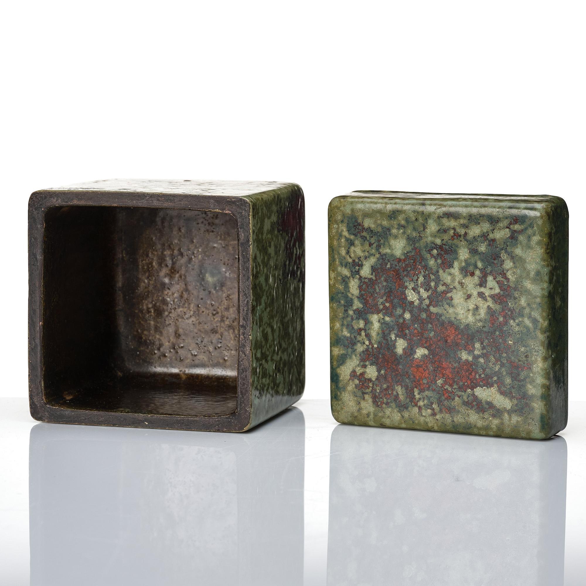 Hans Hedberg, a large faience box, Biot, France.