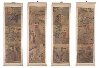 989. Rullmålningar, fyra stycken, ur album. Qingdynastin (1644-1912).