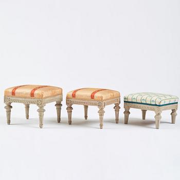 A matched set of three Gustavian foot stools.