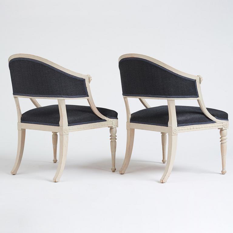 A pair of late Gustavian armchairs.