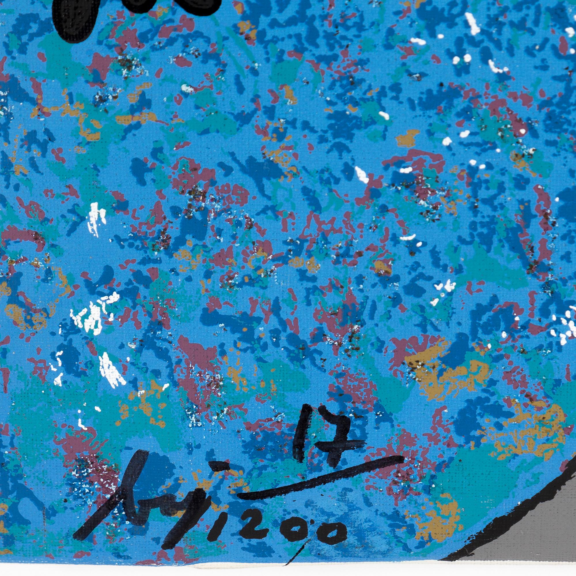 ENRICO BAJ, 
color serigraph and flocking on canvas, signed and numbered 17/1200.