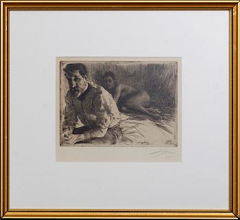 Anders Zorn, a signed etching from 1897.