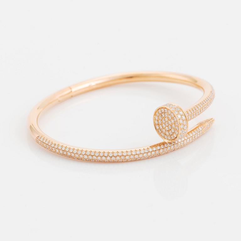 Cartier armband "Juste en Clou" 18K roséguld med runda briljantslipade diamanter.