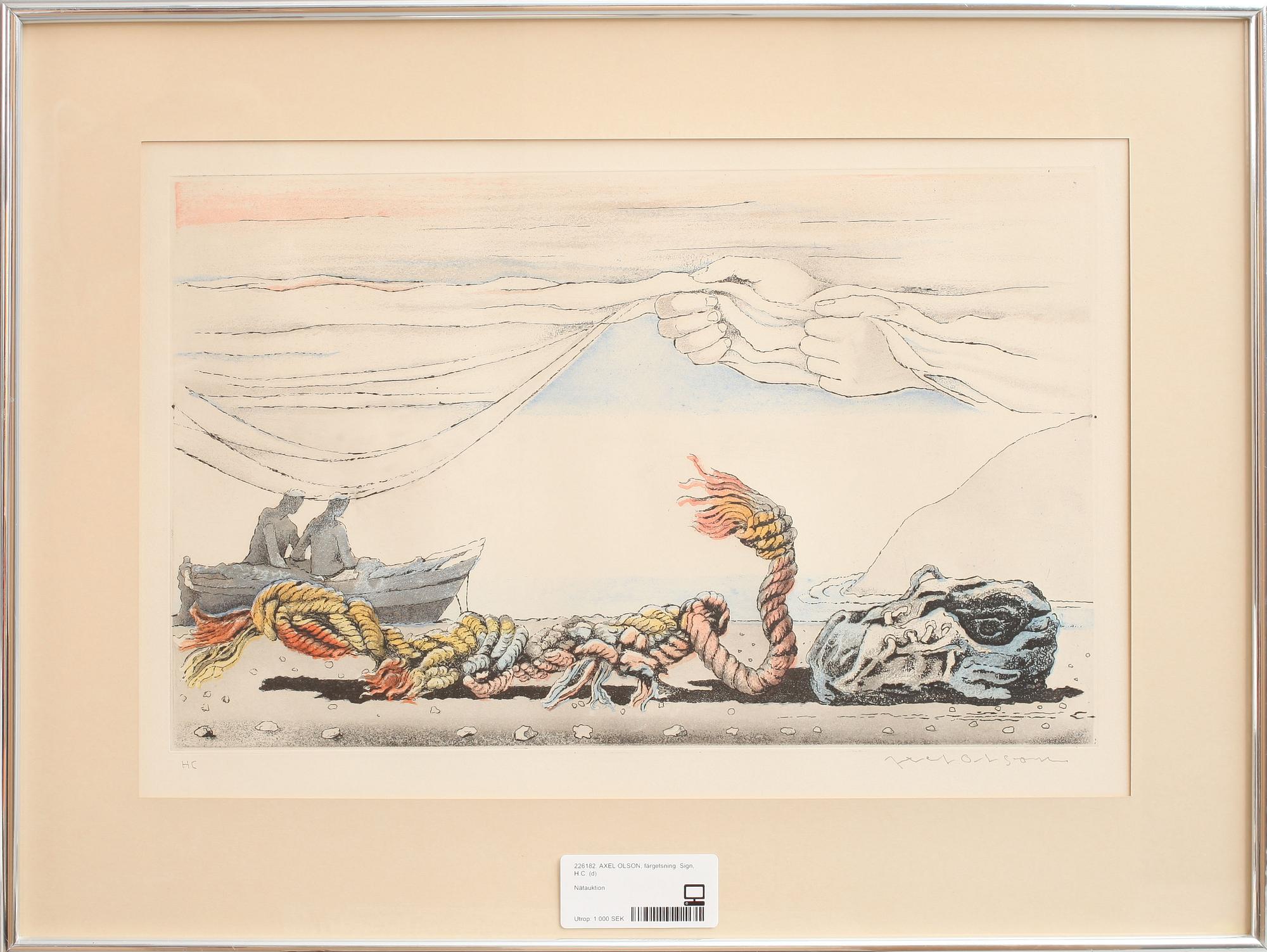 AXEL OLSON, färgetsning. Sign, H.C.