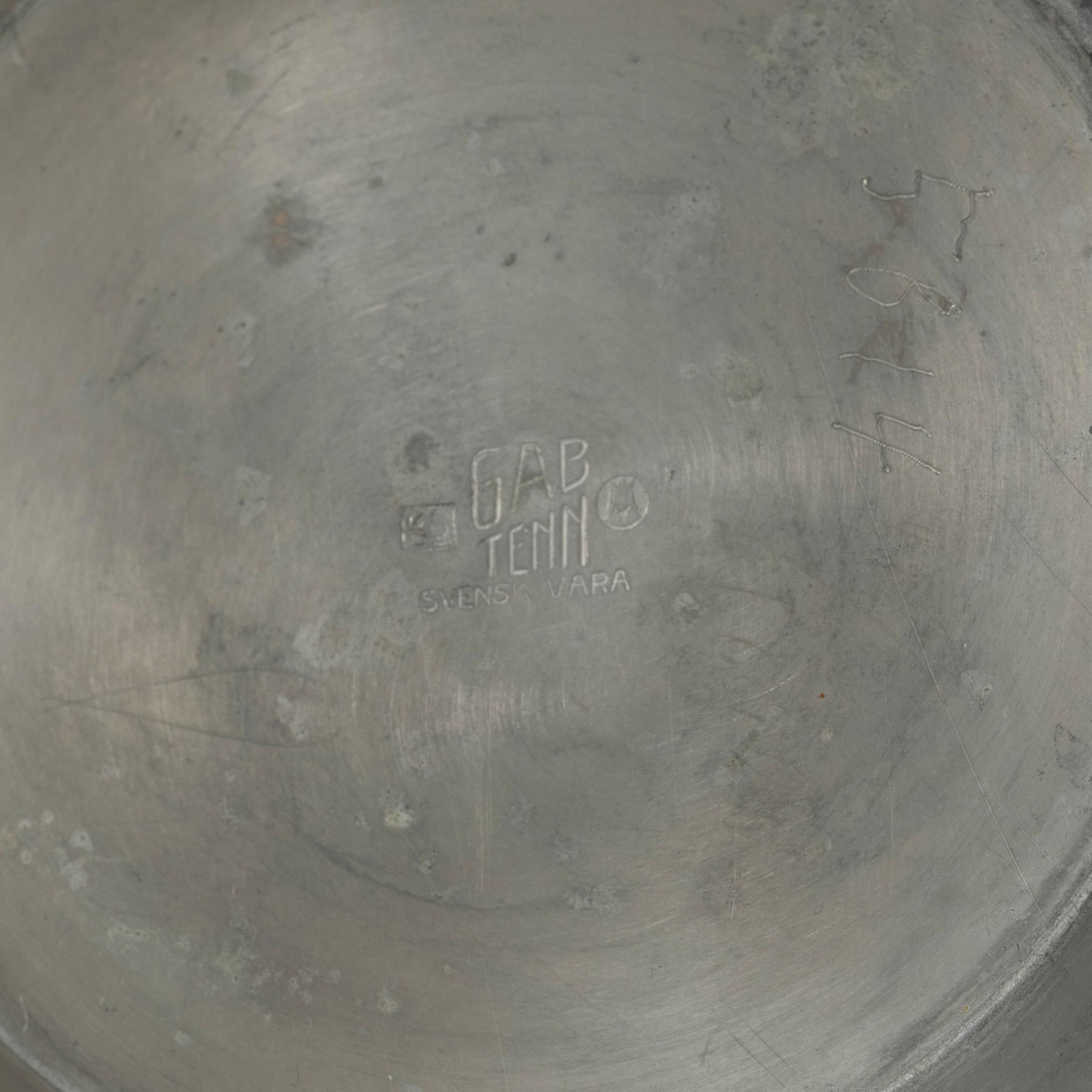 Vase, pewter, functionalist, GAB, Stockholm, 1936.