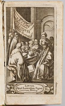 BÖCKER, 2 st sambundna, "Colloquia" av Erasmus av Rotterdam, Leipzig 1670.