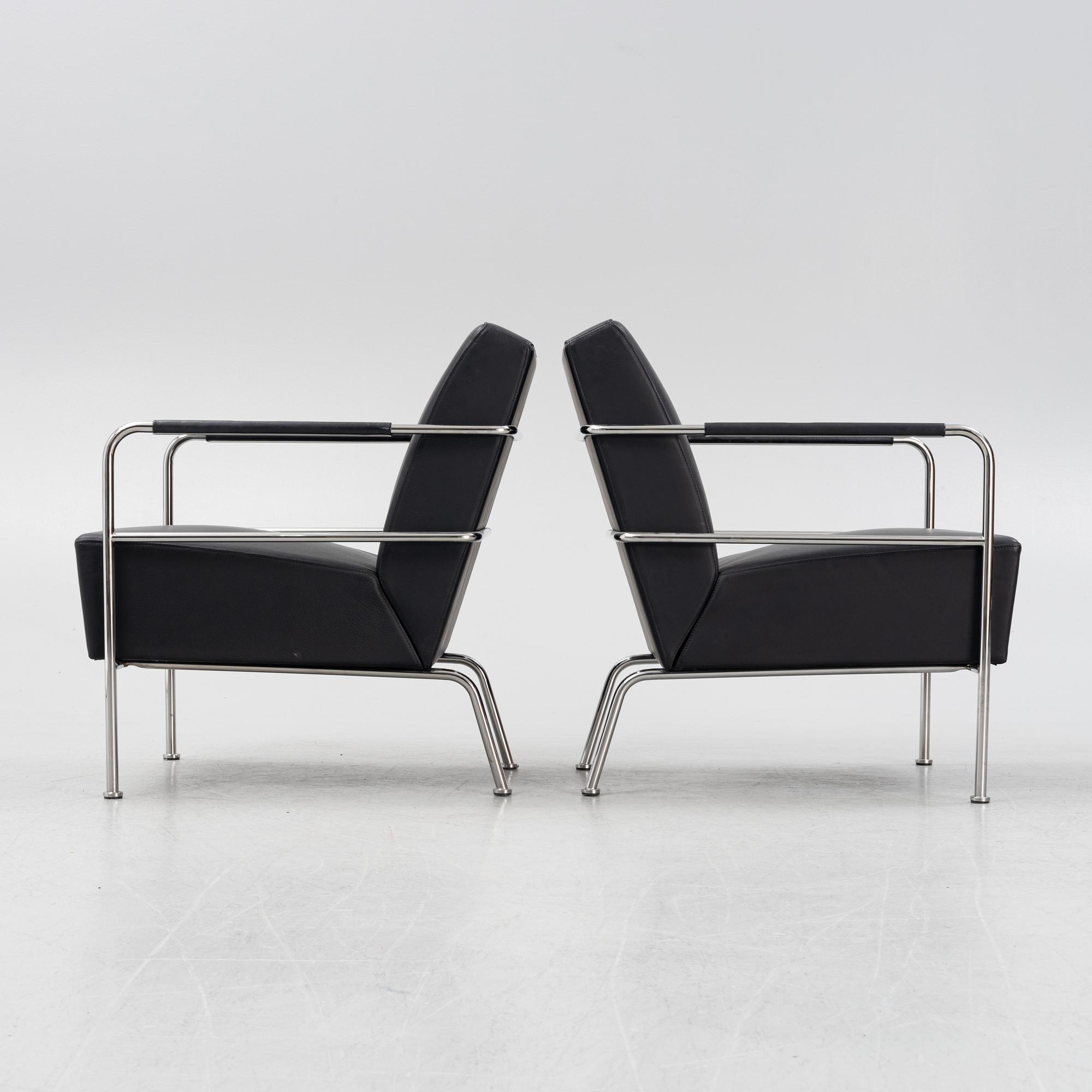 Gunilla Allard, a pair of leather upholstered 'Cinema' easy chairs, Lammhults.