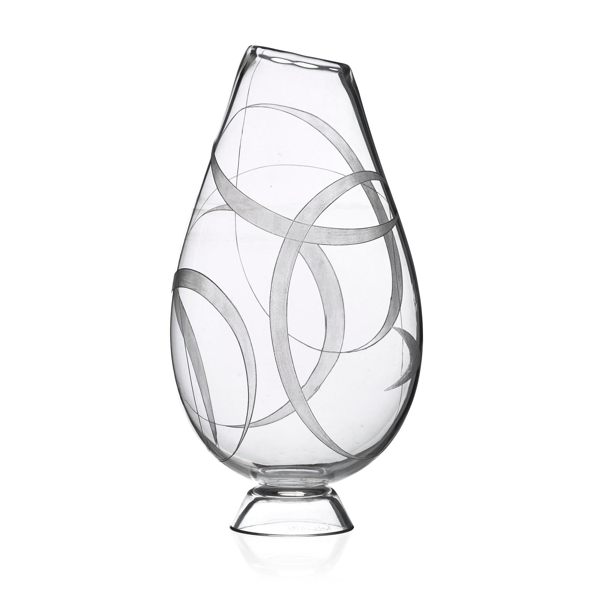 Vicke Lindstrand, an engraved glass vase, Kosta 1950's.