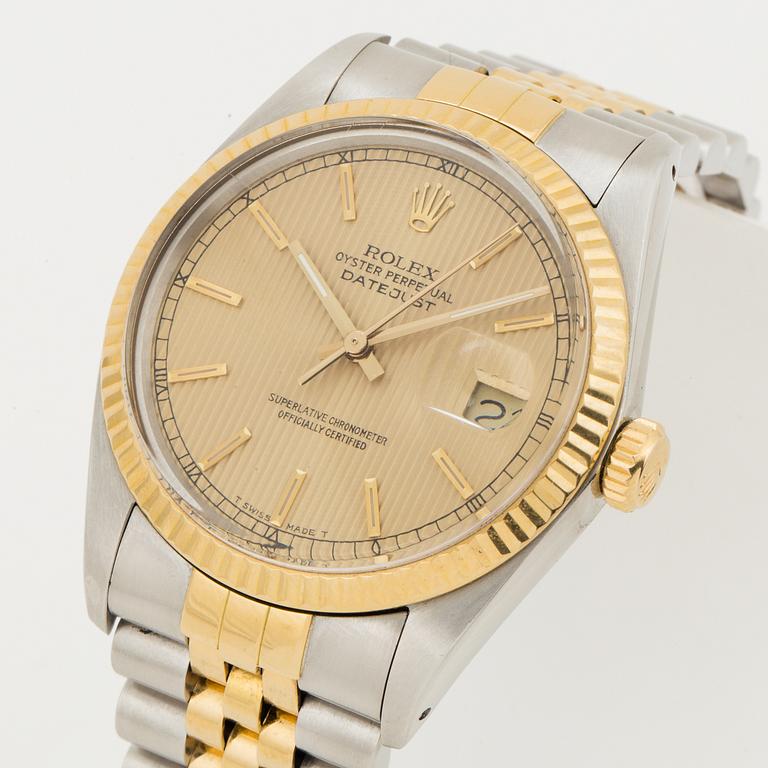 ROLEX, Oyster Perpetual, Datejust, "Tapestry dial", (T Swiss Made T), Chronometer, wristwatch, 36 mm.