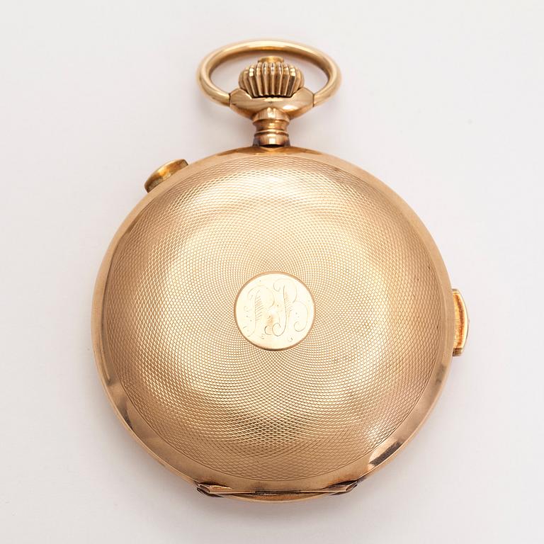 Audemars Frères, pocket watch, hunter, repeater, chronograph, 57 mm.