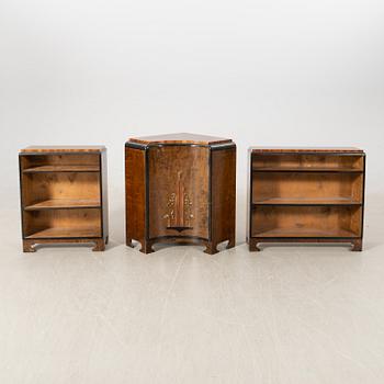 Corner bookcase three dlr 1940s.