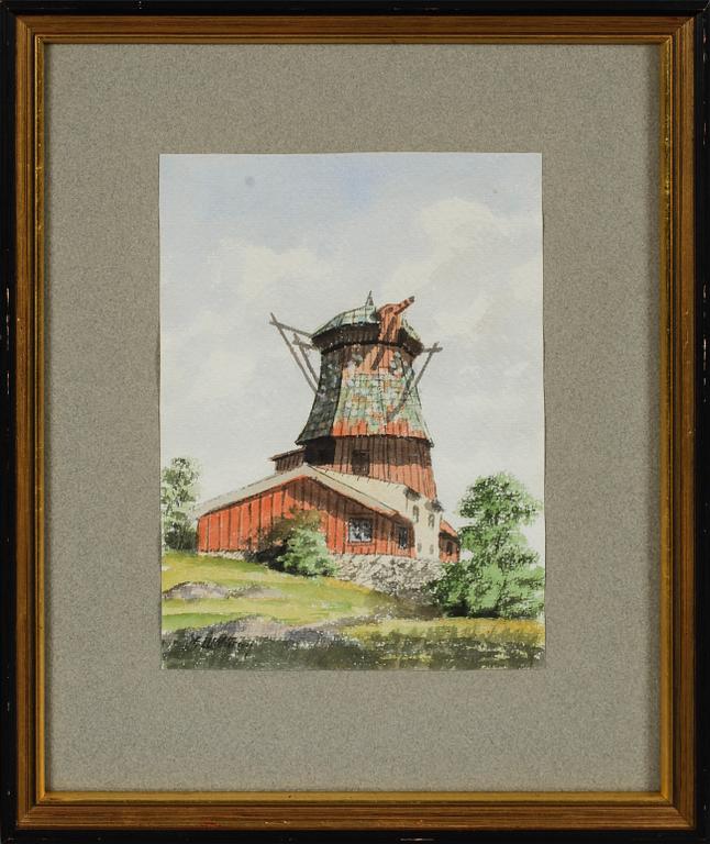 AKVARELLER, 6 st, bl a August Olsson, 1900-talets första hälft.