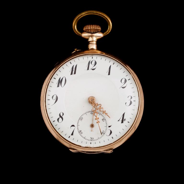 FICKUR, 14 k guld, omkring år 1900.