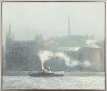 Lennart Olausson, Ångbåt vid Riddarholmen, Stockholm.