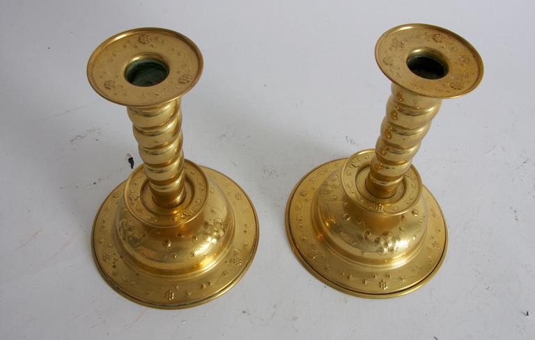 LJUSSTAKAR, ett par, barockstil, mässing.