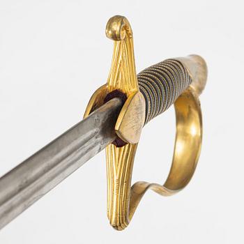 Sabre, Swedish, m/1891 for an officer in the supply corps, with scabbard.